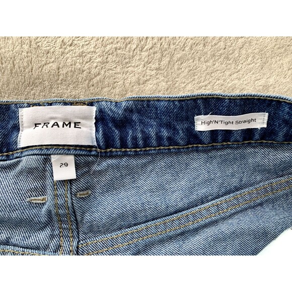 Frame High & Tight Straight Jeans Women’s 29 Blue High Rise Cotton Denim - Picture 4 of 13